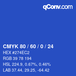 カラーコード: CMYK 80 / 60 / 0 / 24 | qconv.com