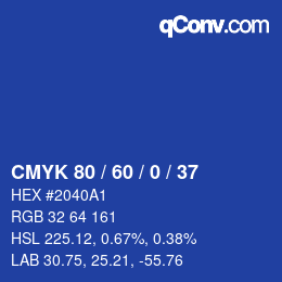 颜色代码: CMYK 80 / 60 / 0 / 37 | qconv.com