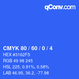 カラーコード: CMYK 80 / 60 / 0 / 4 | qconv.com