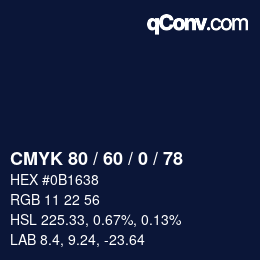 カラーコード: CMYK 80 / 60 / 0 / 78 | qconv.com