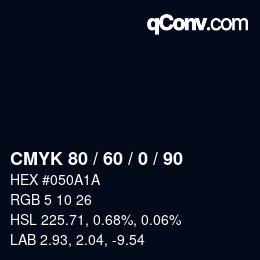 カラーコード: CMYK 80 / 60 / 0 / 90 | qconv.com