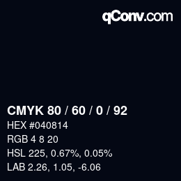 カラーコード: CMYK 80 / 60 / 0 / 92 | qconv.com