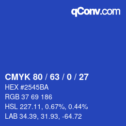 Color code: CMYK 80 / 63 / 0 / 27 | qconv.com