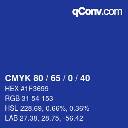 Color code: CMYK 80 / 65 / 0 / 40 | qconv.com