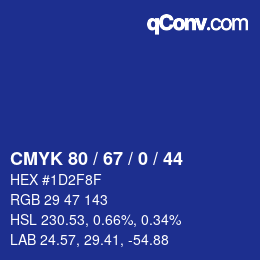 颜色代码: CMYK 80 / 67 / 0 / 44 | qconv.com