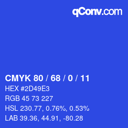 Color code: CMYK 80 / 68 / 0 / 11 | qconv.com