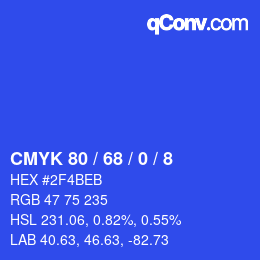 カラーコード: CMYK 80 / 68 / 0 / 8 | qconv.com
