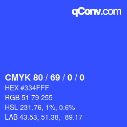 Color code: CMYK 80 / 69 / 0 / 0 | qconv.com