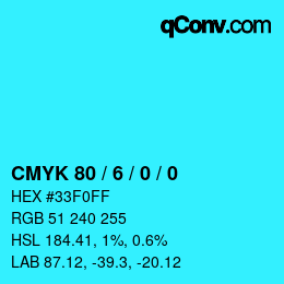 Color code: CMYK 80 / 6 / 0 / 0 | qconv.com