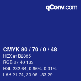 Color code: CMYK 80 / 70 / 0 / 48 | qconv.com