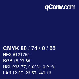 Código de color: CMYK 80 / 74 / 0 / 65 | qconv.com