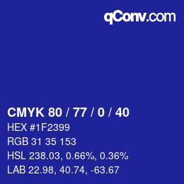 Color code: CMYK 80 / 77 / 0 / 40 | qconv.com