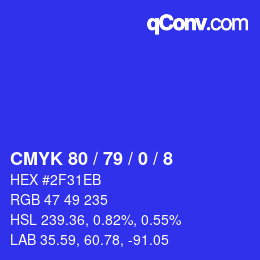 Farbcode: CMYK 80 / 79 / 0 / 8 | qconv.com