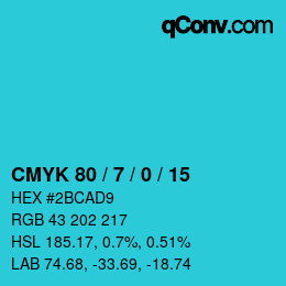 Color code: CMYK 80 / 7 / 0 / 15 | qconv.com