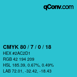 Código de color: CMYK 80 / 7 / 0 / 18 | qconv.com