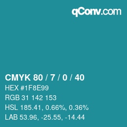 颜色代码: CMYK 80 / 7 / 0 / 40 | qconv.com