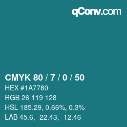 颜色代码: CMYK 80 / 7 / 0 / 50 | qconv.com