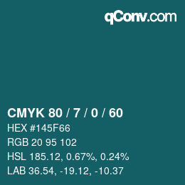 Color code: CMYK 80 / 7 / 0 / 60 | qconv.com