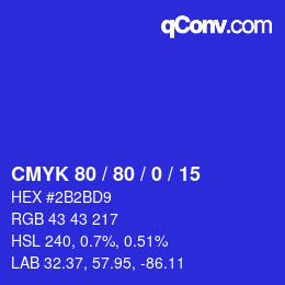 Color code: CMYK 80 / 80 / 0 / 15 | qconv.com