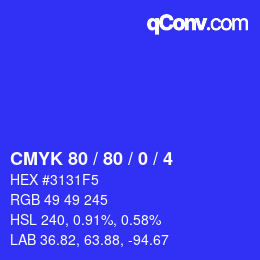 カラーコード: CMYK 80 / 80 / 0 / 4 | qconv.com