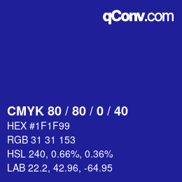 Color code: CMYK 80 / 80 / 0 / 40 | qconv.com