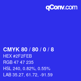 カラーコード: CMYK 80 / 80 / 0 / 8 | qconv.com