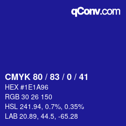 Color code: CMYK 80 / 83 / 0 / 41 | qconv.com