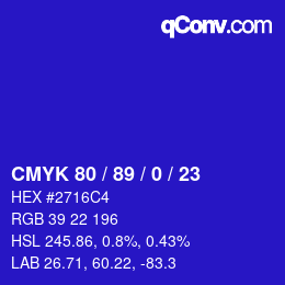 Color code: CMYK 80 / 89 / 0 / 23 | qconv.com