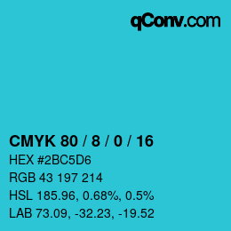 颜色代码: CMYK 80 / 8 / 0 / 16 | qconv.com