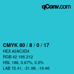 颜色代码: CMYK 80 / 8 / 0 / 17 | qconv.com