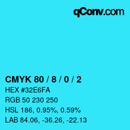 カラーコード: CMYK 80 / 8 / 0 / 2 | qconv.com