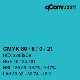 Color code: CMYK 80 / 8 / 0 / 21 | qconv.com