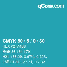Color code: CMYK 80 / 8 / 0 / 30 | qconv.com