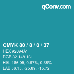 Color code: CMYK 80 / 8 / 0 / 37 | qconv.com