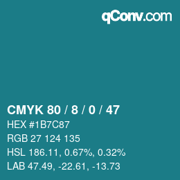 Color code: CMYK 80 / 8 / 0 / 47 | qconv.com