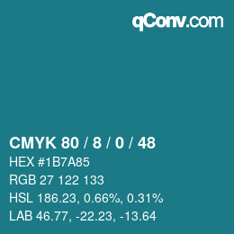 颜色代码: CMYK 80 / 8 / 0 / 48 | qconv.com