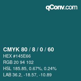 カラーコード: CMYK 80 / 8 / 0 / 60 | qconv.com