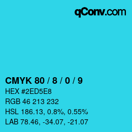 カラーコード: CMYK 80 / 8 / 0 / 9 | qconv.com
