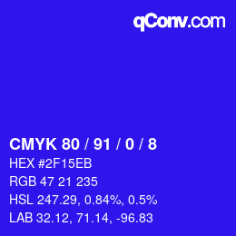 カラーコード: CMYK 80 / 91 / 0 / 8 | qconv.com
