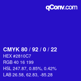 Color code: CMYK 80 / 92 / 0 / 22 | qconv.com