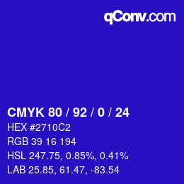 カラーコード: CMYK 80 / 92 / 0 / 24 | qconv.com