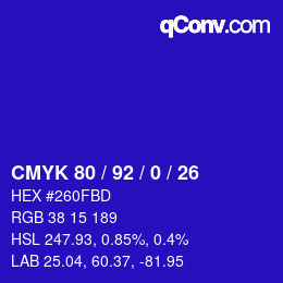 カラーコード: CMYK 80 / 92 / 0 / 26 | qconv.com