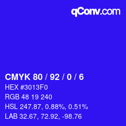 颜色代码: CMYK 80 / 92 / 0 / 6 | qconv.com