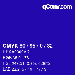 Farbcode: CMYK 80 / 95 / 0 / 32 | qconv.com