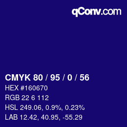 Color code: CMYK 80 / 95 / 0 / 56 | qconv.com