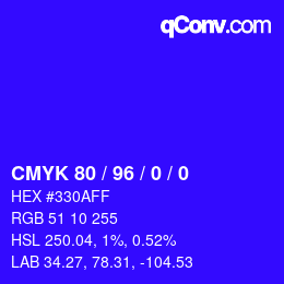颜色代码: CMYK 80 / 96 / 0 / 0 | qconv.com