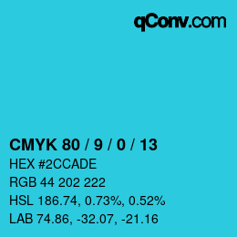 Color code: CMYK 80 / 9 / 0 / 13 | qconv.com