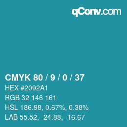 Color code: CMYK 80 / 9 / 0 / 37 | qconv.com
