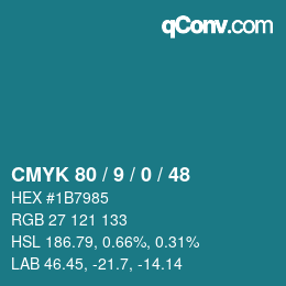 颜色代码: CMYK 80 / 9 / 0 / 48 | qconv.com