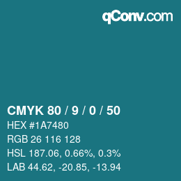 Color code: CMYK 80 / 9 / 0 / 50 | qconv.com